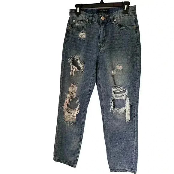 Aeropostale Mom Jean Distressed High Waisted Ripped Women’s Size 4 - Picture 1 of 11